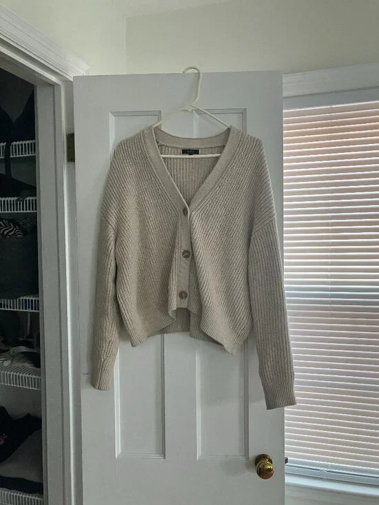 Quince Fisherman Cotton Boxy Cropped Cardigan - Picture 1 of 5